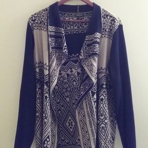 Lucky Brand Long Sleeve Beige/Black Drape Cardigan